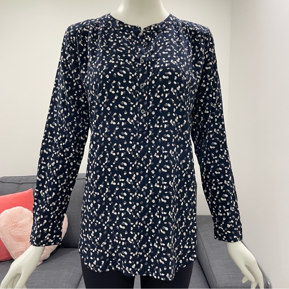LOFT Outlet Print Tunic Blouse with Long Sleeves Size Small Flowy Lightweight